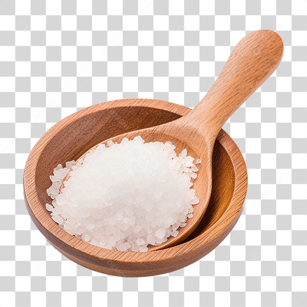 Sal Grosso em Colher de Madeira PNG Transparente