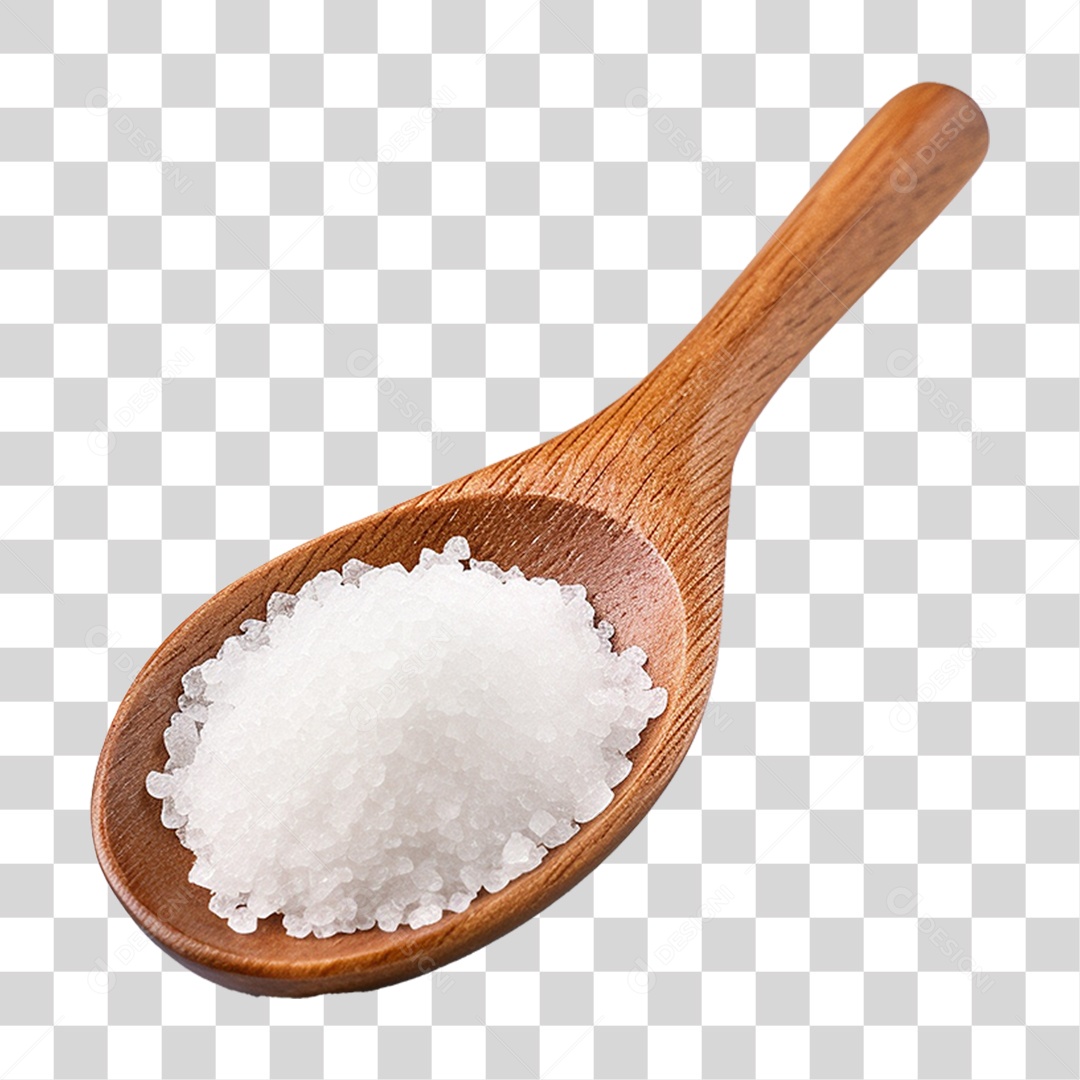 Sal Grosso em Colher de Madeira PNG Transparente
