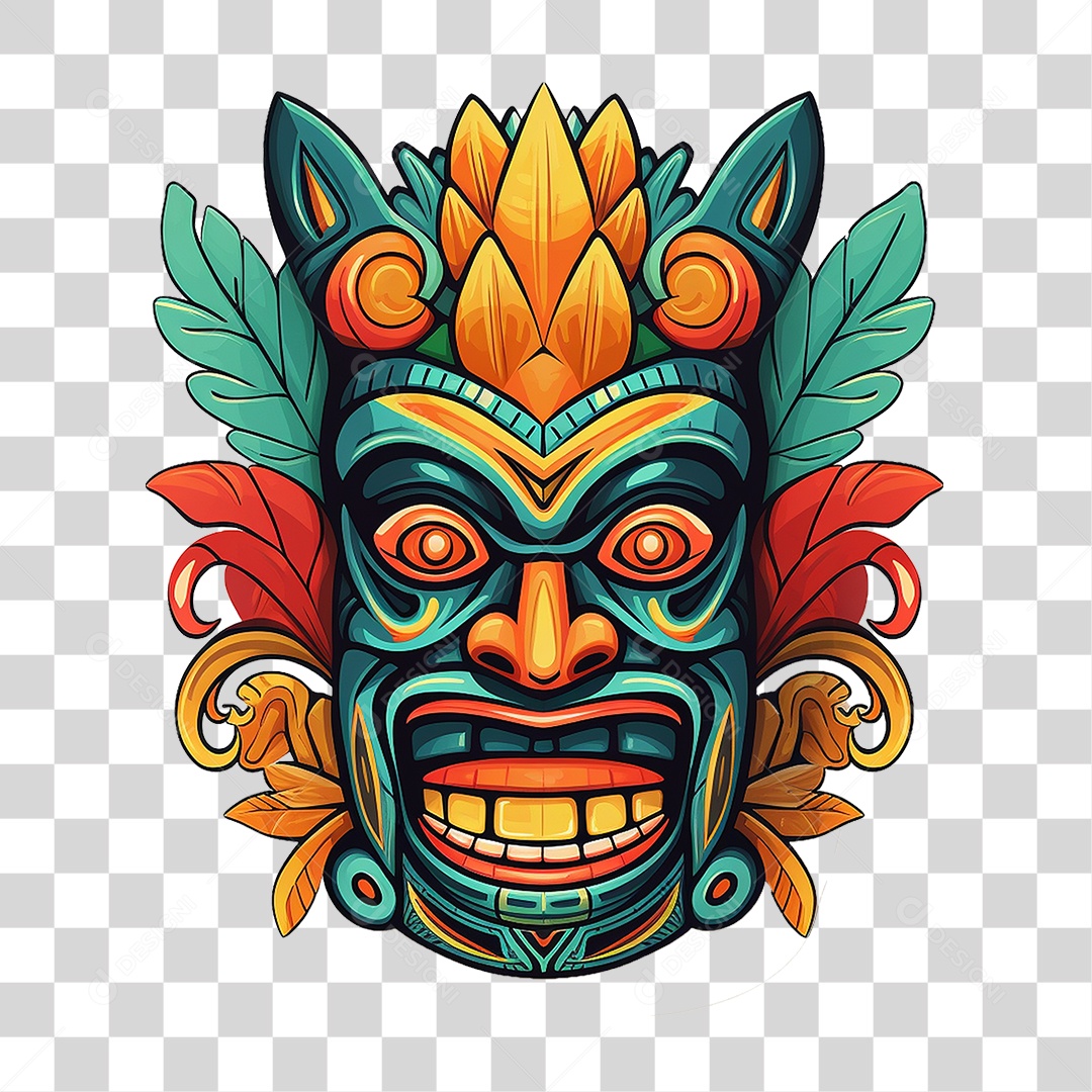 Máscaras Tiki Totem Tribal Havaiano PNG Transparente
