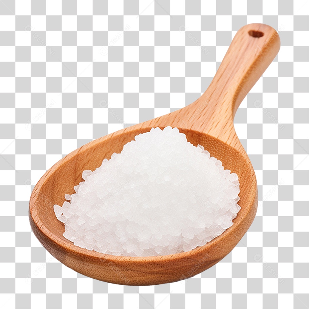 Sal Grosso em Colher de Madeira PNG Transparente