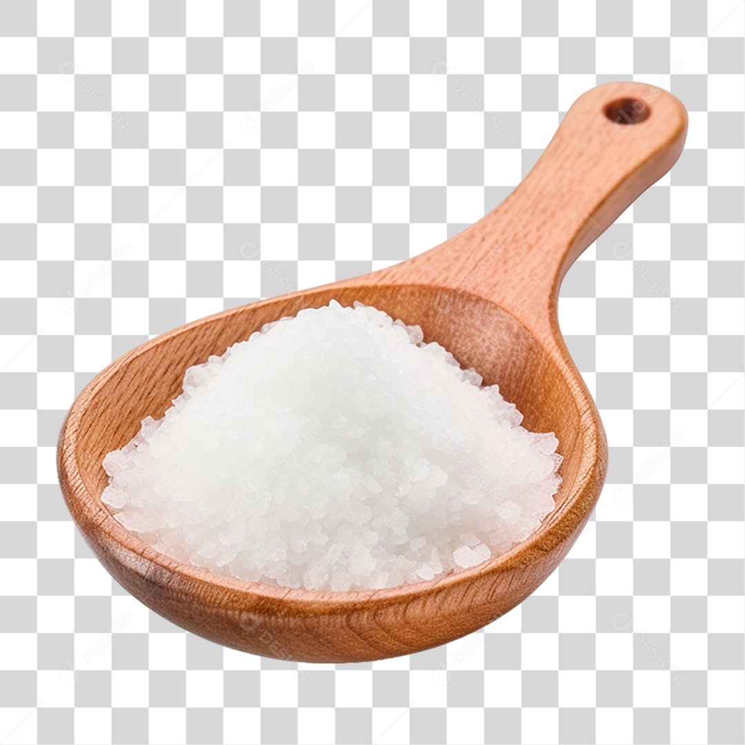 Sal Grosso em Colher de Madeira PNG Transparente