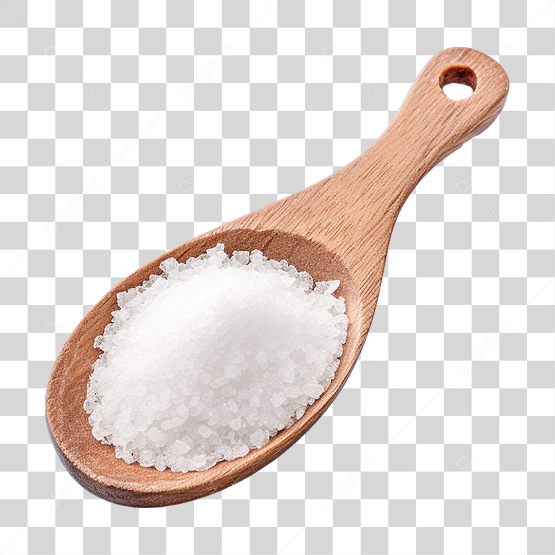 Sal Grosso em Colher de Madeira PNG Transparente