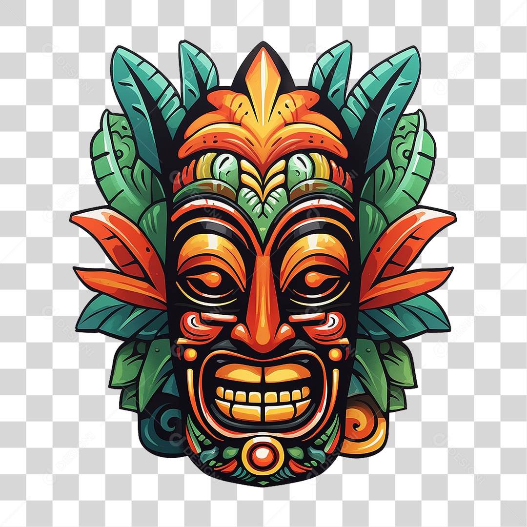 Máscaras Tiki Totem Tribal Havaiano PNG Transparente