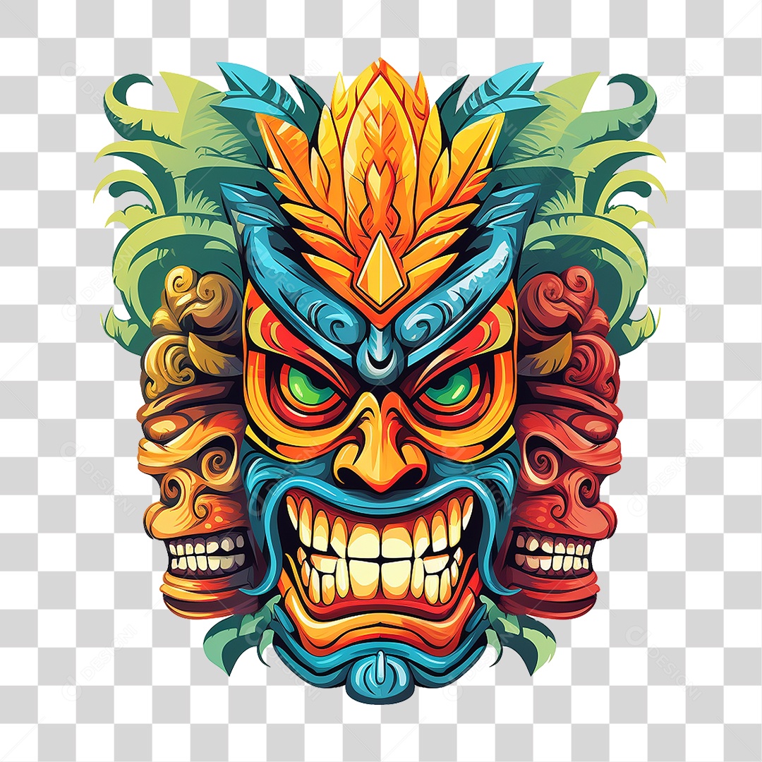 Máscaras Tiki Totem Tribal Havaiano PNG Transparente