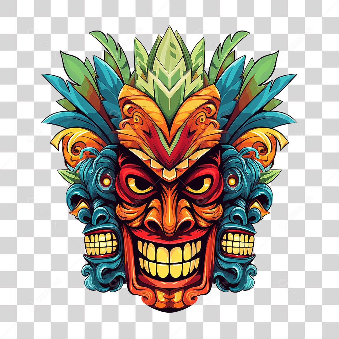Máscaras Tiki Totem Tribal Havaiano PNG Transparente