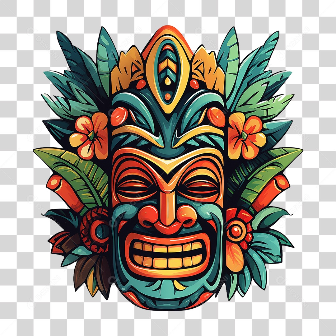 Máscaras Tiki Totem Tribal Havaiano PNG Transparente