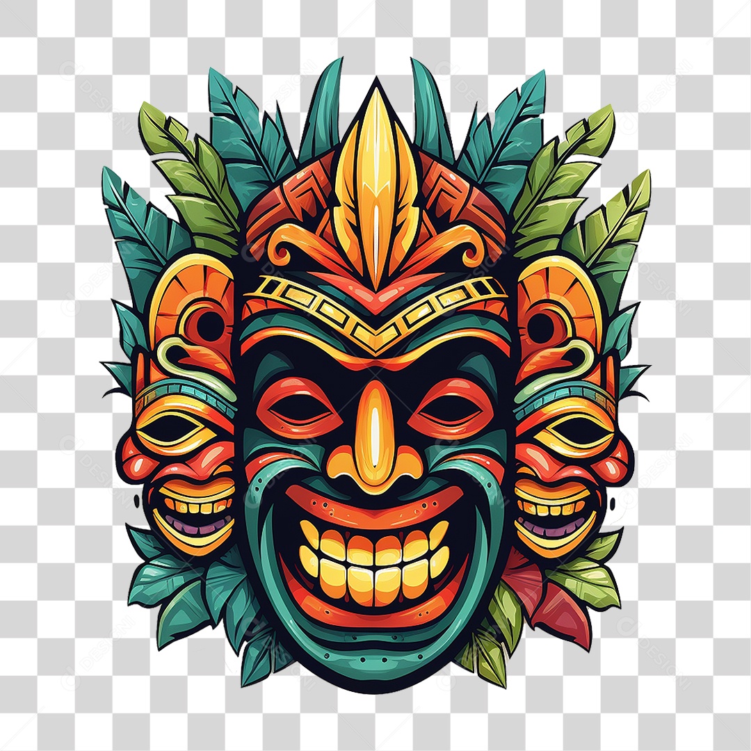 Máscaras Tiki Totem Tribal Havaiano PNG Transparente