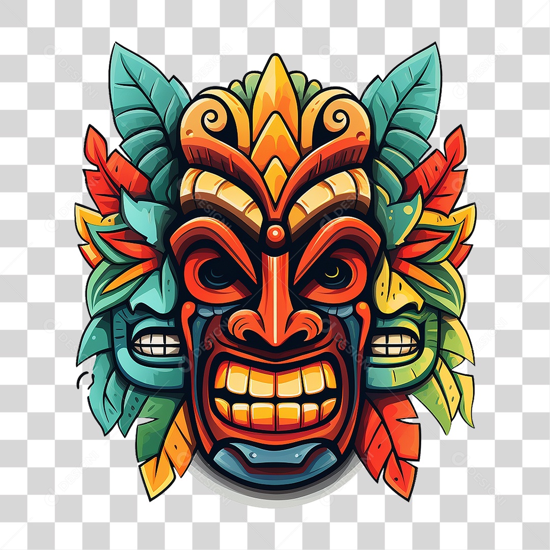Máscaras Tiki Totem Tribal Havaiano PNG Transparente