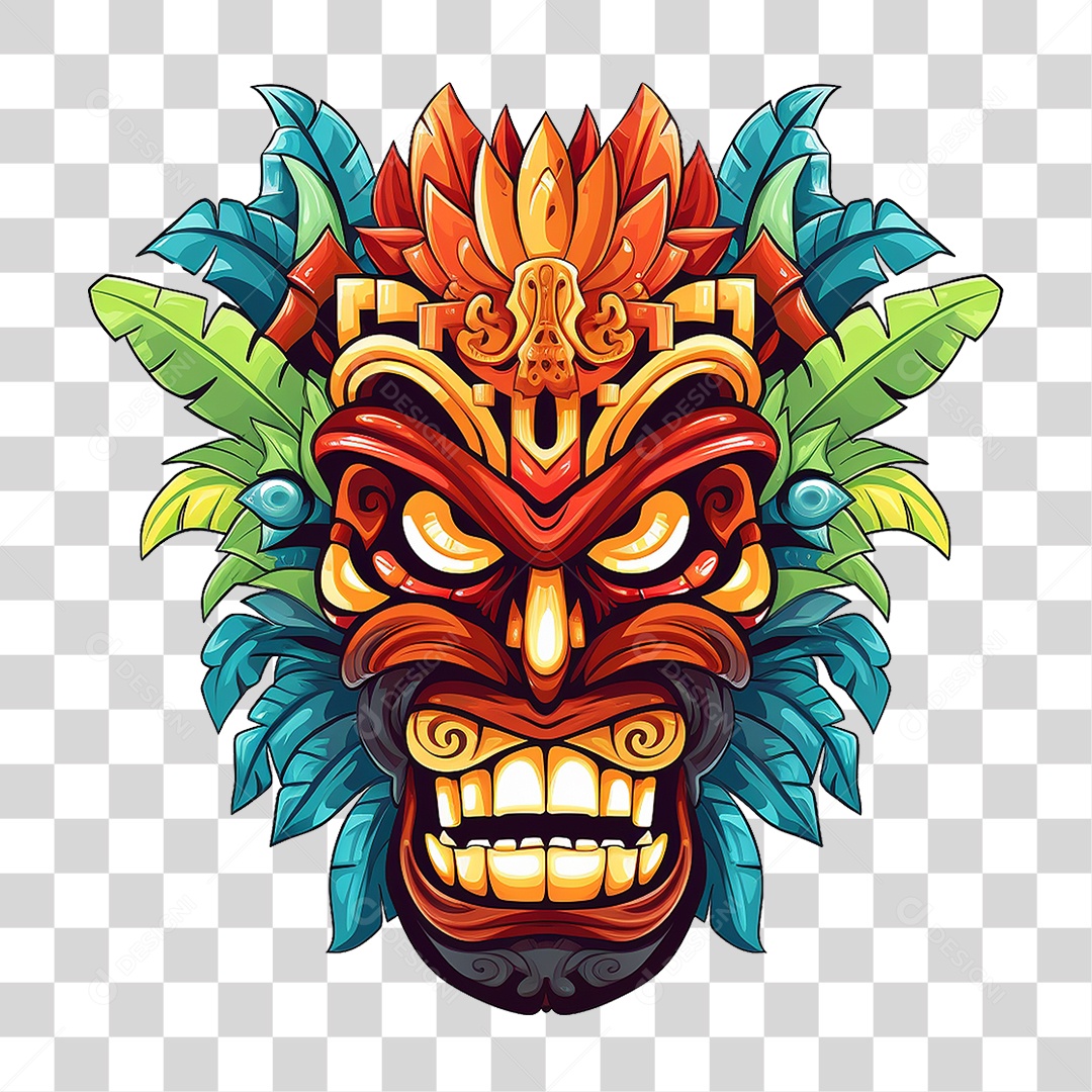 Máscaras Tiki Totem Tribal Havaiano PNG Transparente