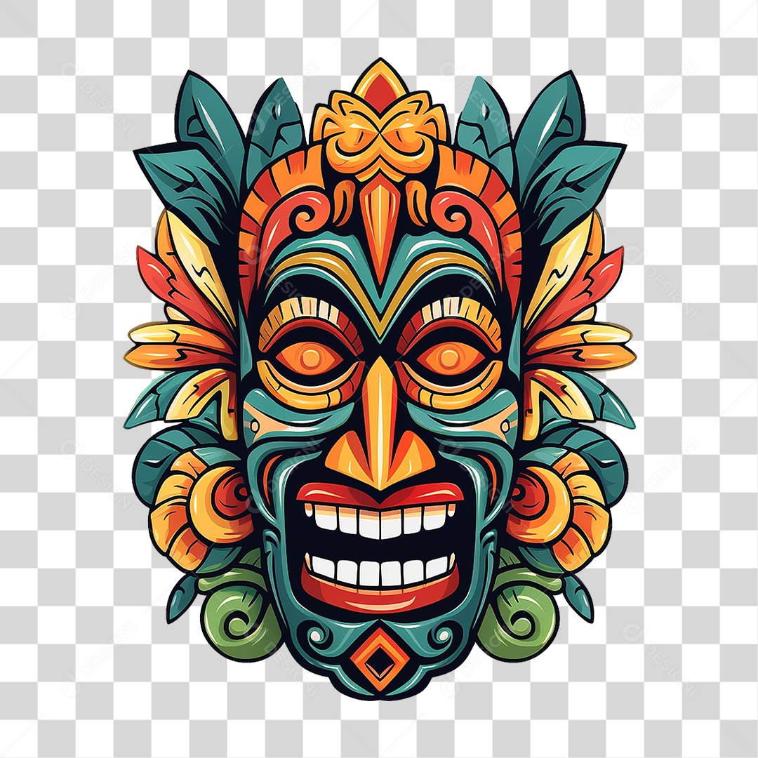 Máscaras Tiki Totem Tribal Havaiano PNG Transparente