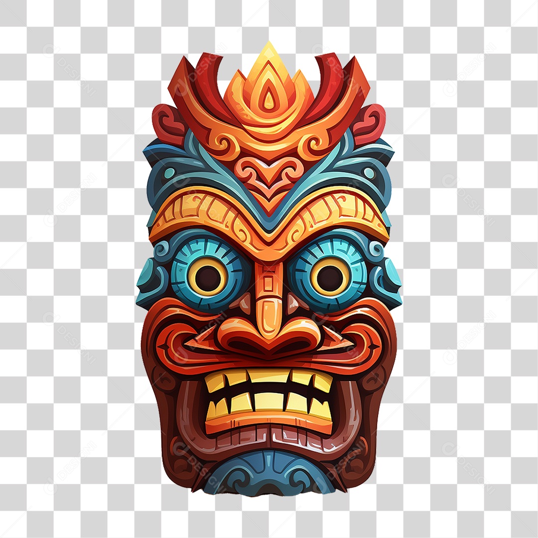 Máscaras Tiki Totem Tribal Havaiano PNG Transparente