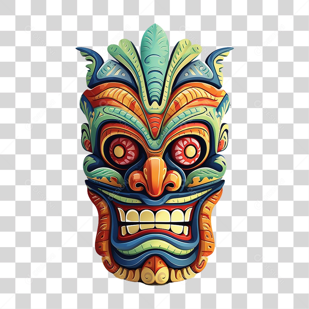 Máscaras Tiki Totem Tribal Havaiano PNG Transparente