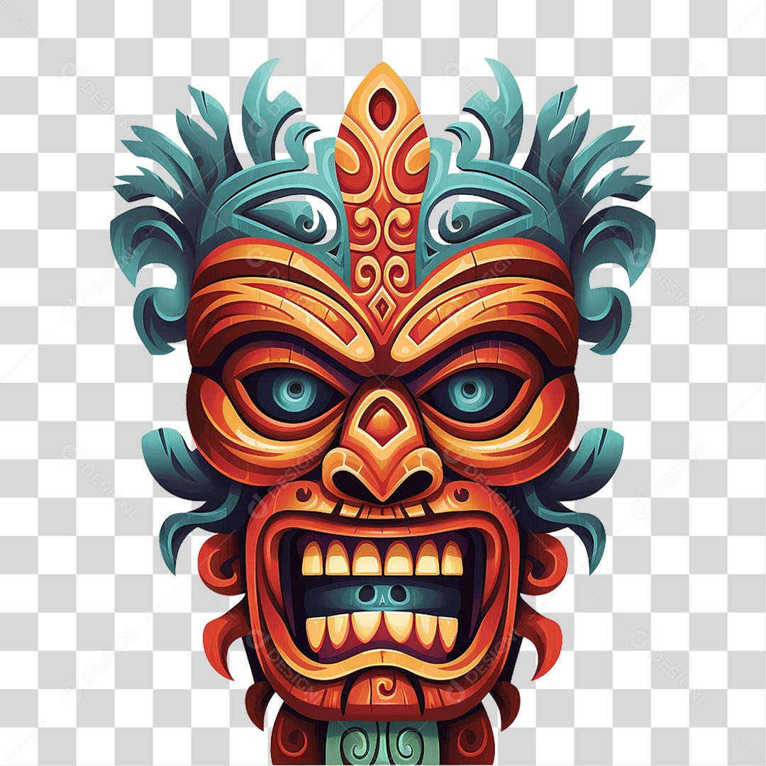 Máscaras Tiki Totem Tribal Havaiano PNG Transparente