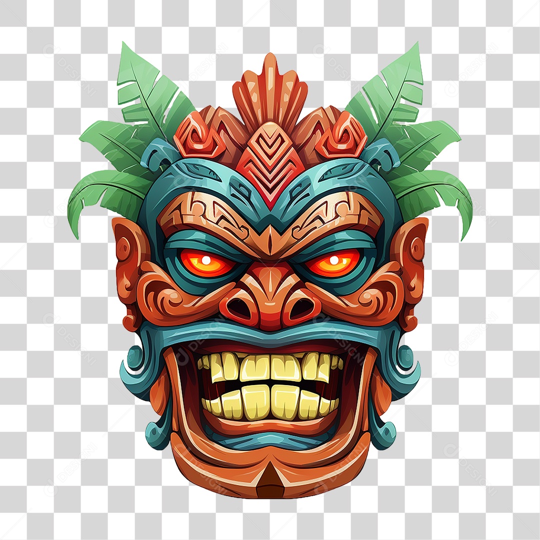 Máscaras Tiki Totem Tribal Havaiano PNG Transparente