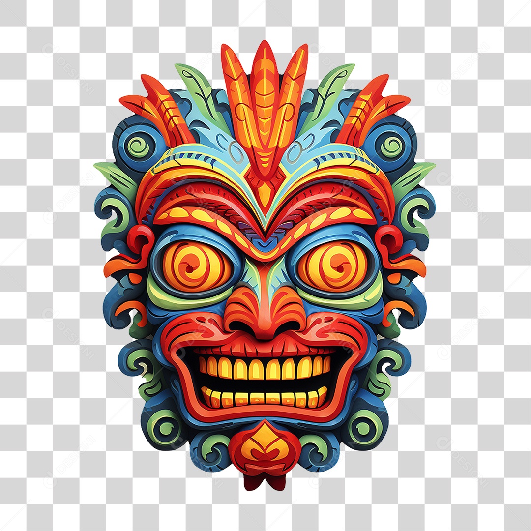 Máscaras Tiki Totem Tribal Havaiano PNG Transparente