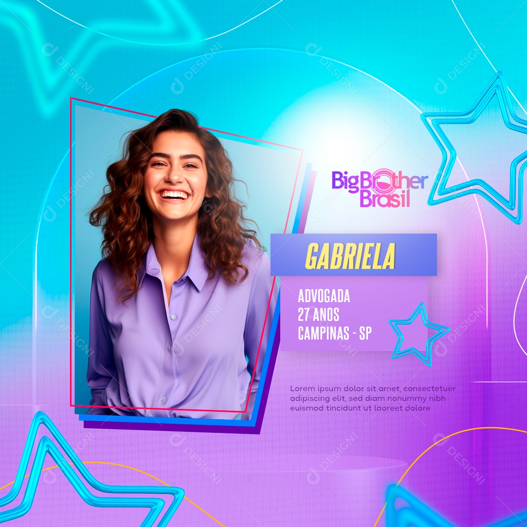 Social Media Big Brother Brasil Gabriela Participante PSD Editável