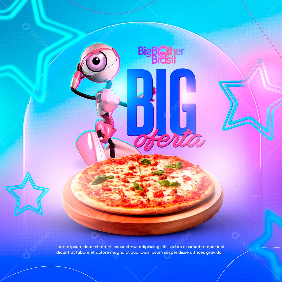 Social Media Big Brother Brasil Big Ofertas Pizzaria PSD Editável