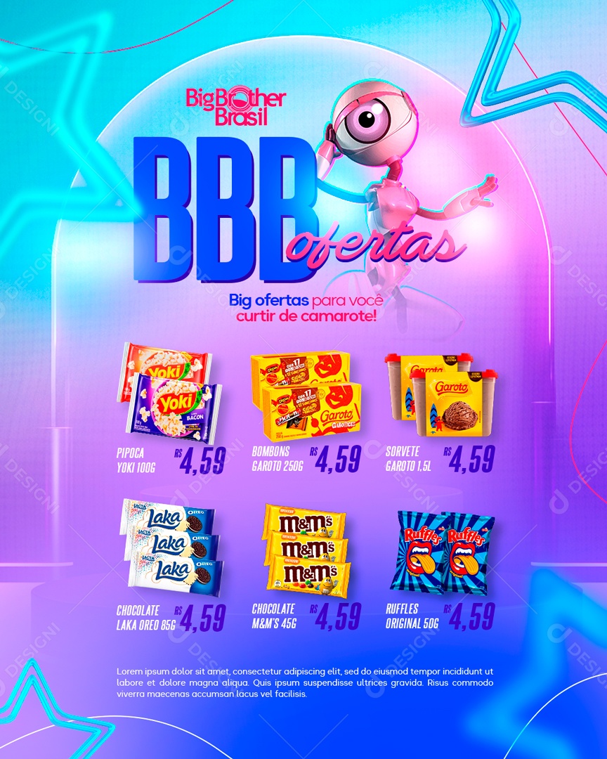 Social Media Bif Brother Brasil BBB Ofertas Supermercado PSD Editável