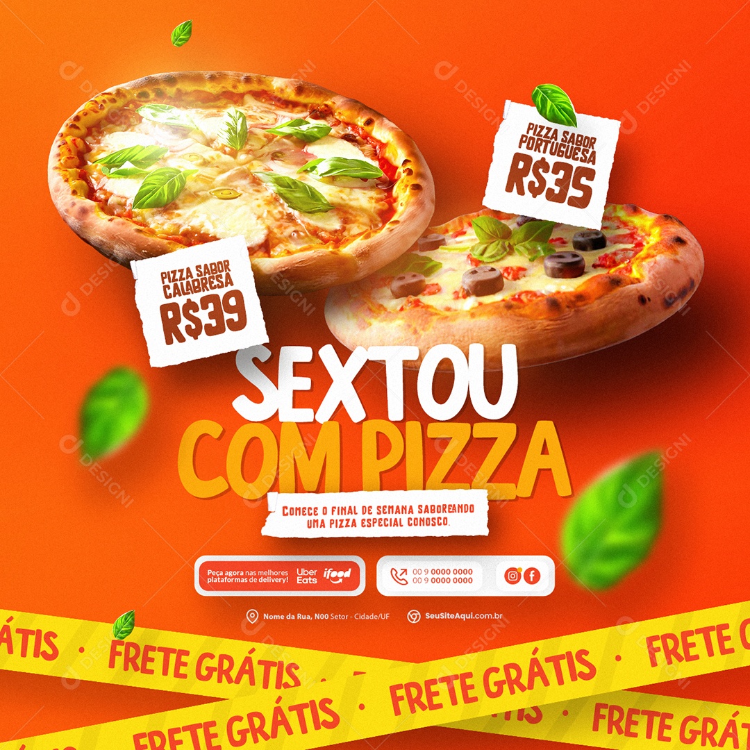 Friday with Pizza Start the Weekend Savoring Social Media Editable PSD