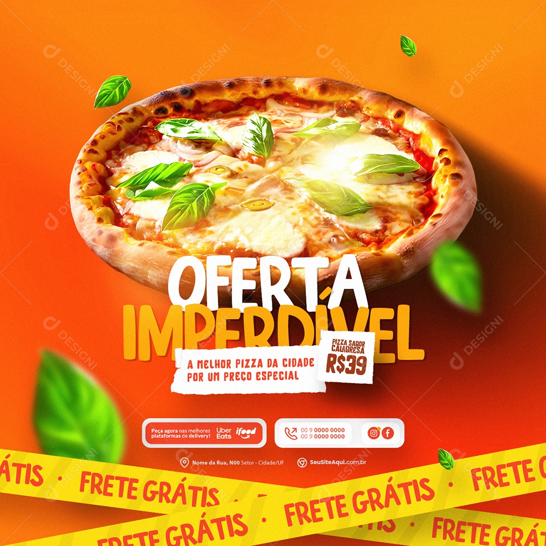 Oferta Imperdível a Melhor Pizza da Cidade por um Preço Especial Social Media PSD Editável