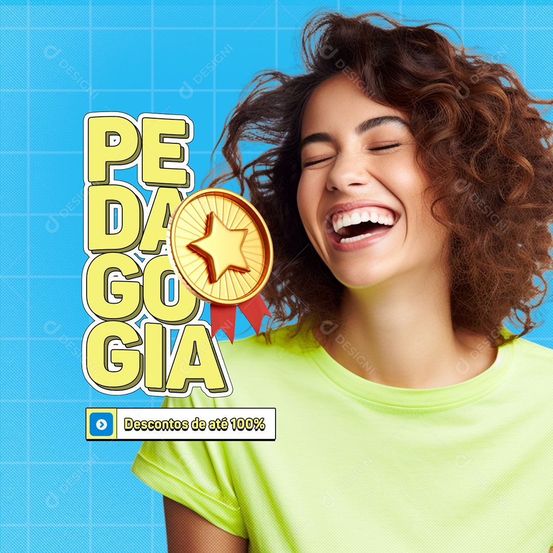 Vestibular Pedagogia Descontos de até 100% Social Media PSD Editável