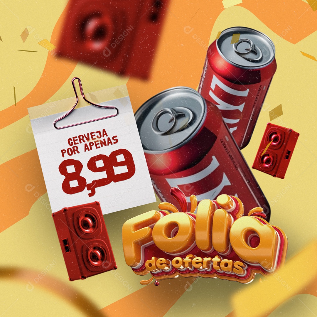 Carnaval Distribuidora de Bebida Folia de Ofertas Cerveja Social Media PSD Editável