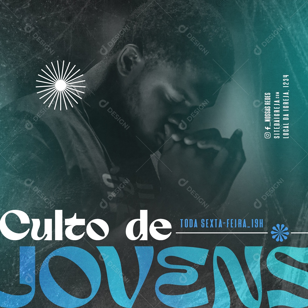 Gospel Culto de Jovens Toda Sexta Feira Social Media PSD Editável