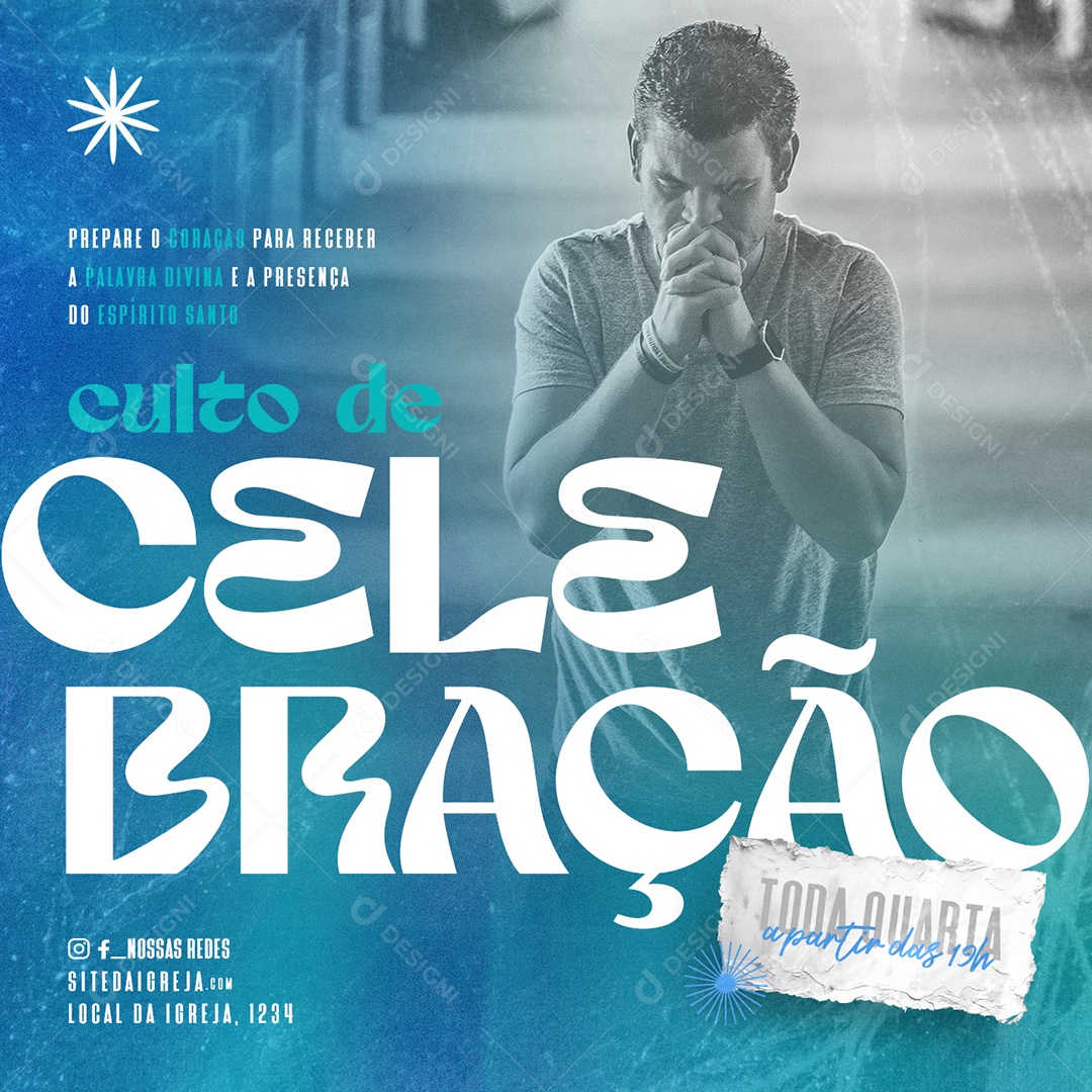 Gospel Culto de Celebração Social Media PSD Editável