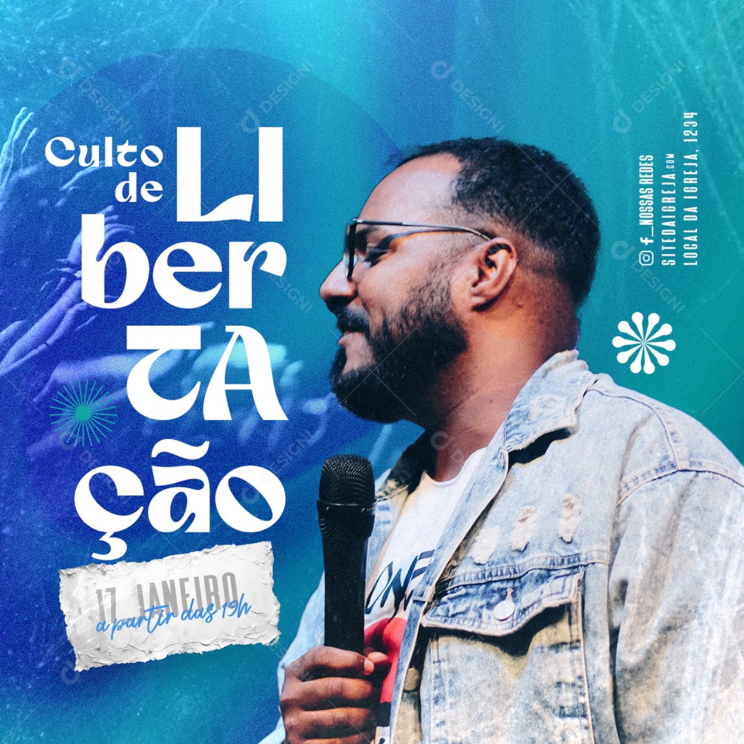 Social Media Gospel Culto De Libertação PSD Editável