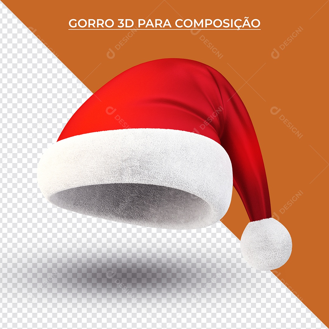 Elemento 3D Gorro De Papai Noel Para Composição PSD