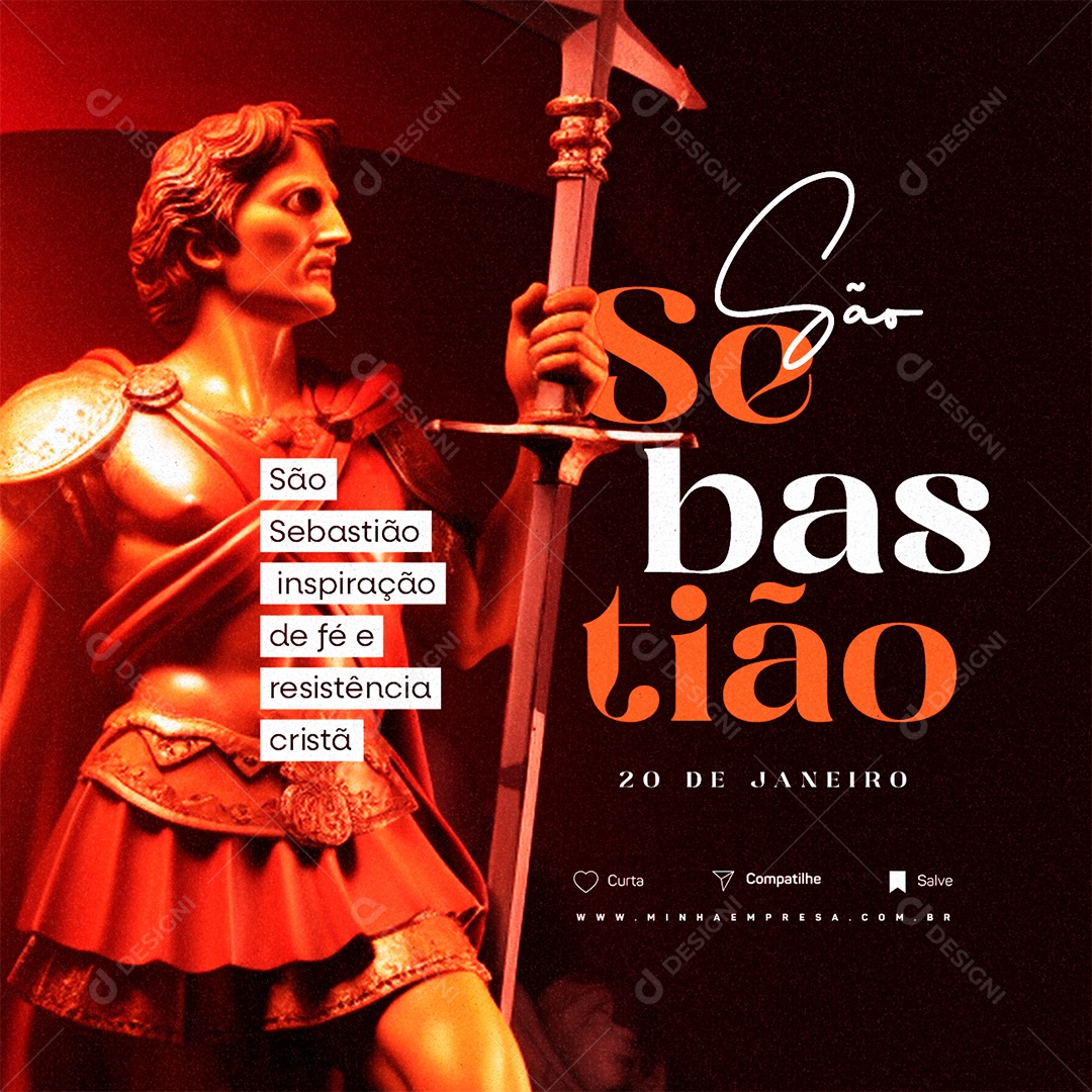Dia de São Sebastião 20 De Janeiro Inspiração de fé e resistência cristã Social Media PSD Editável