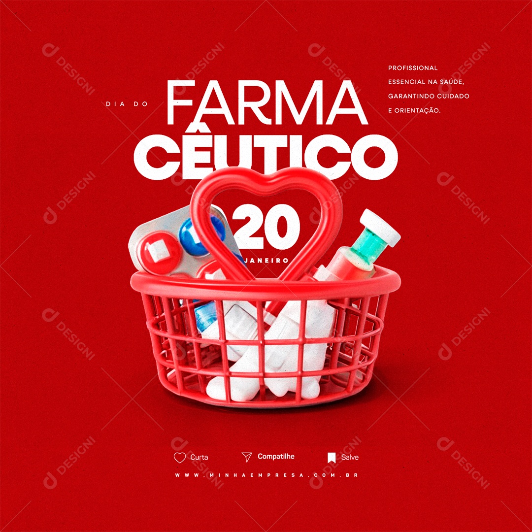 Dia Do Farmacêutico 20 de Janeiro Profissional Essencial na Saúde Garantindo Social Media PSD Editável