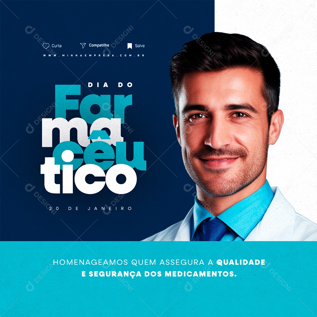 Dia Do Farmacêutico 20 de Janeiro Homenageamos Quem Assegura a Qualidade e Segurança Social Media PSD Editável