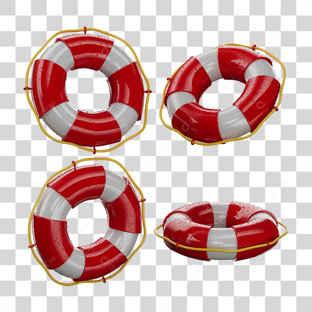 Elemento 3D Boias Salva Vidas PNG Transparente
