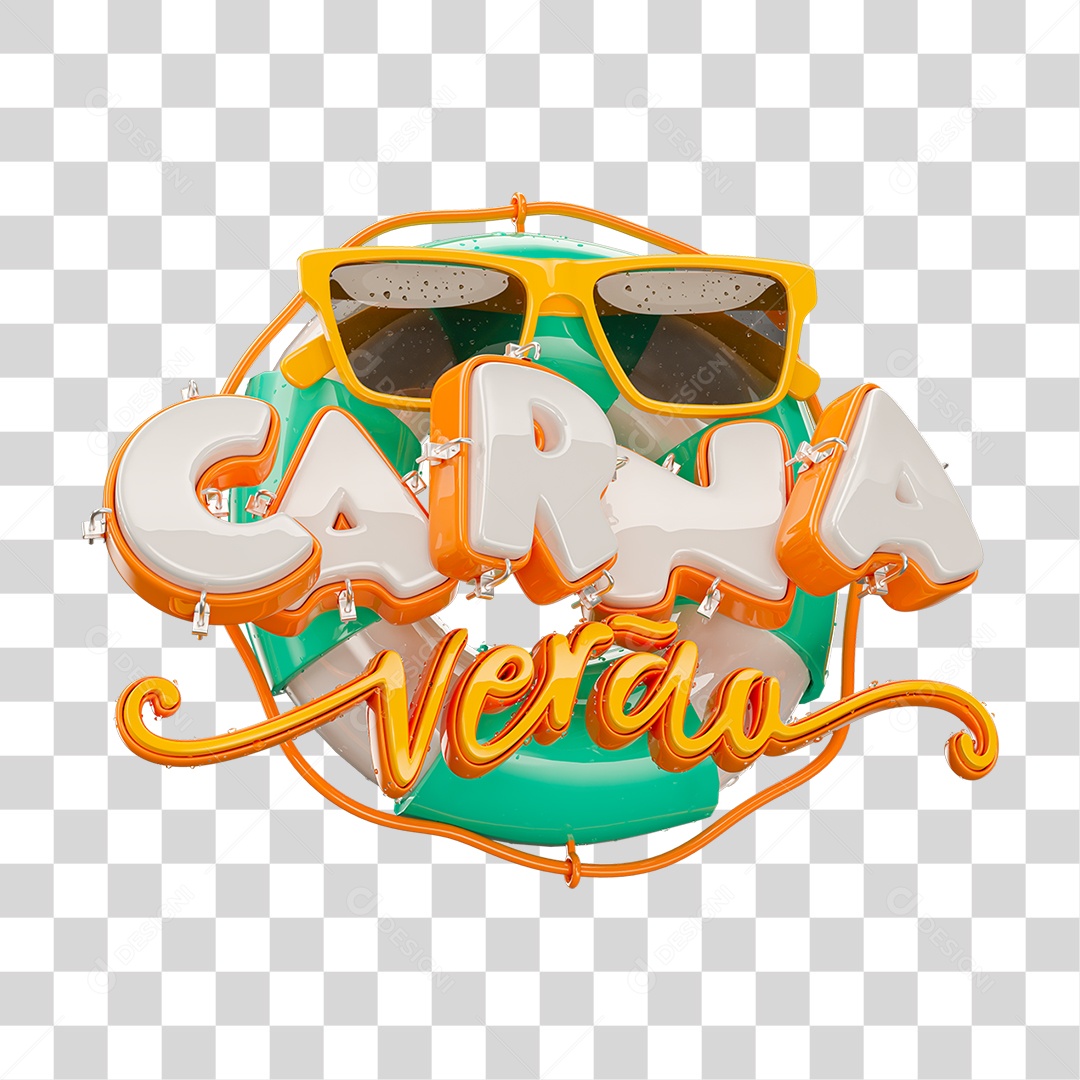 Selo 3D Carna Verão PNG Transparente