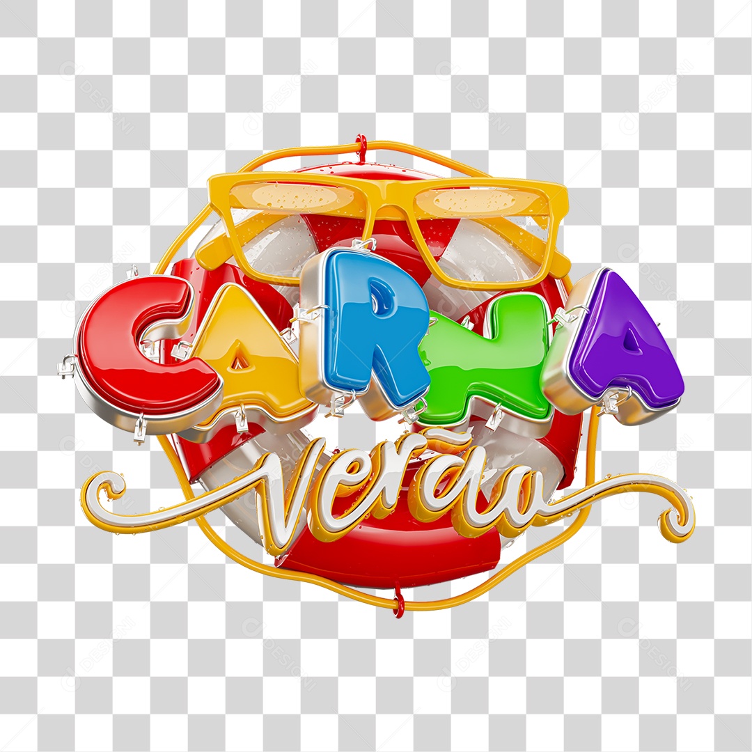 Selo 3D Carna Verão PNG Transparente