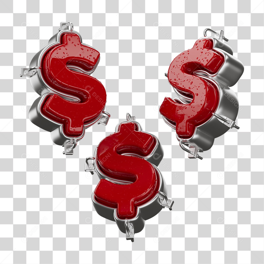 Elemento 3D Cifrão Dinheiro Para Composição PNG Transparente