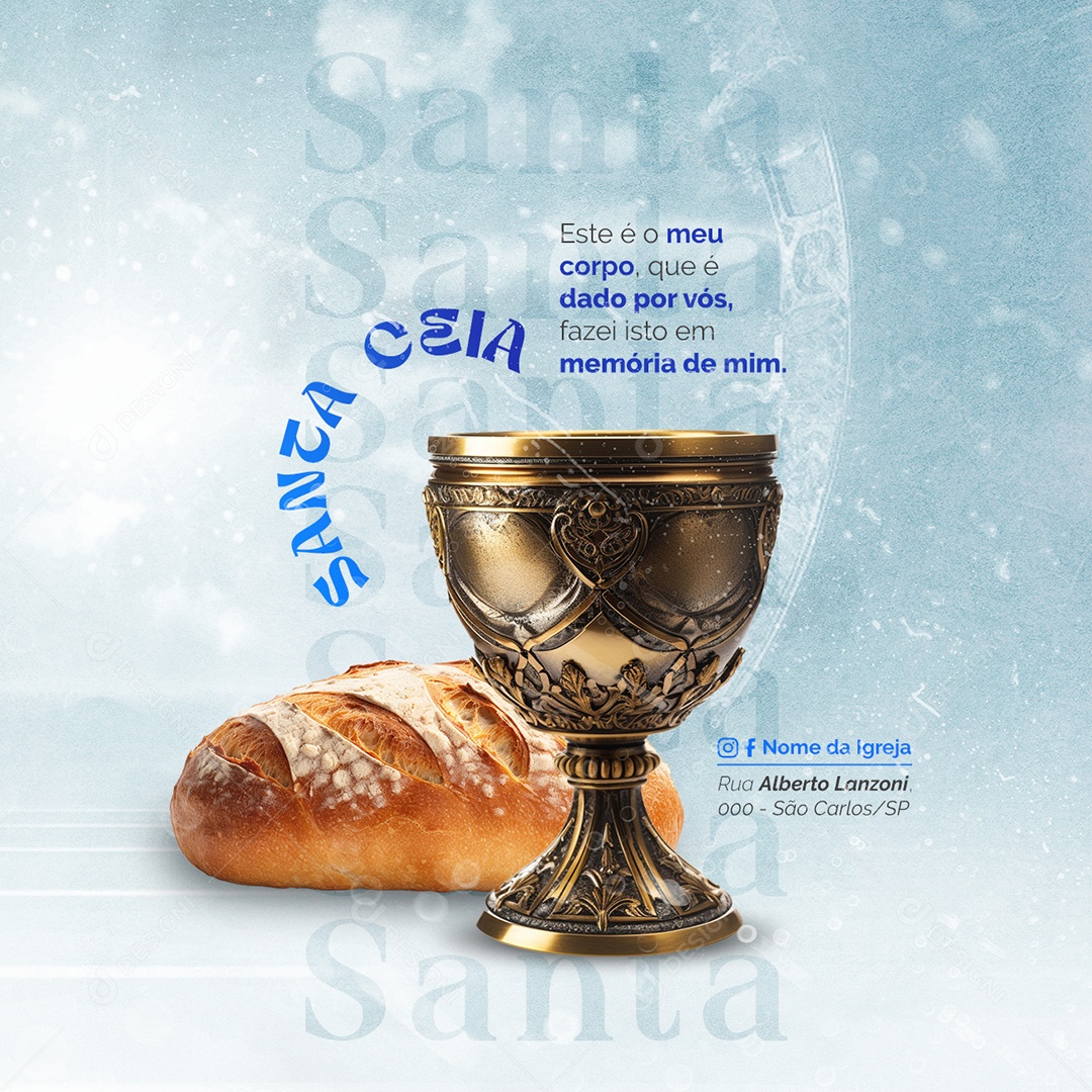 Gospel Igreja Santa Ceia Este é o meu corpo que é dado por vós Social Media PSD Editável
