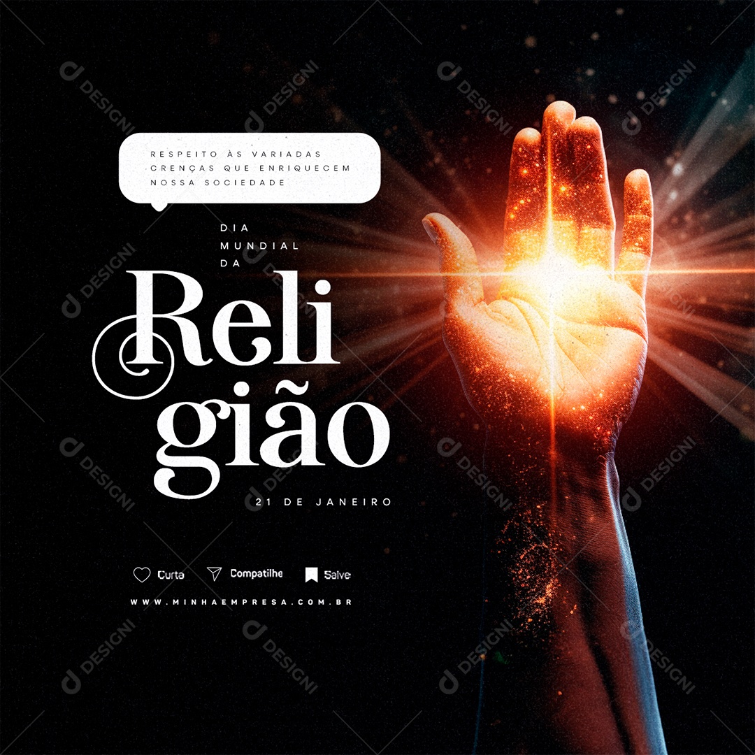 Dia Mundial da Religião 21 De Janeiro Respeito às Variadas Crenças Social Media PSD Editável
