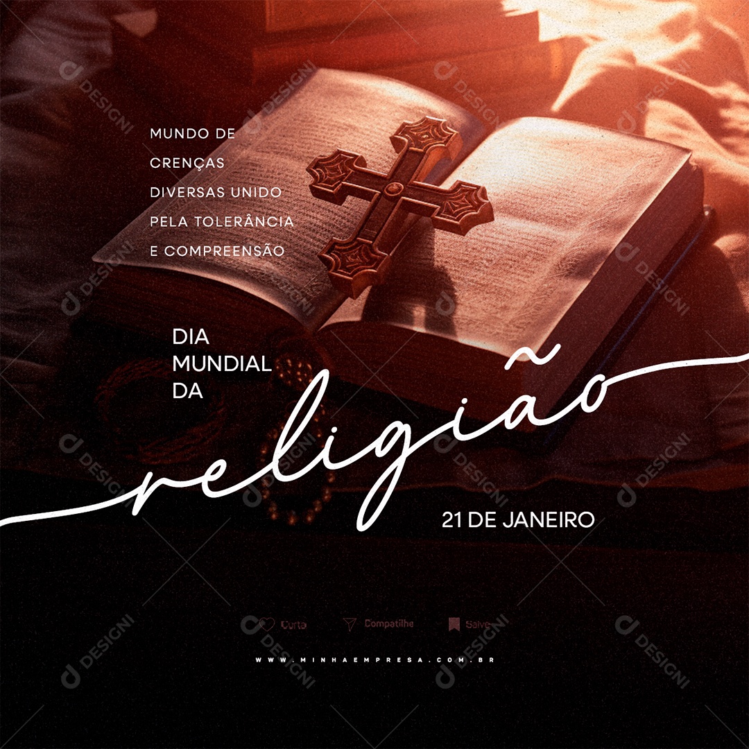 Dia Mundial da Religião 21 De Janeiro Mundo De Crenças Diversas Unido Social Media PSD Editável