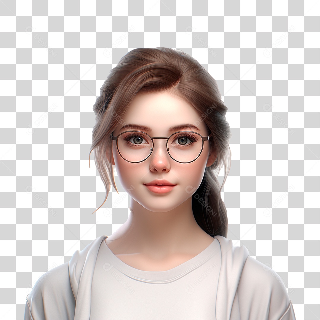 Girl with Transparent PNG Glasses