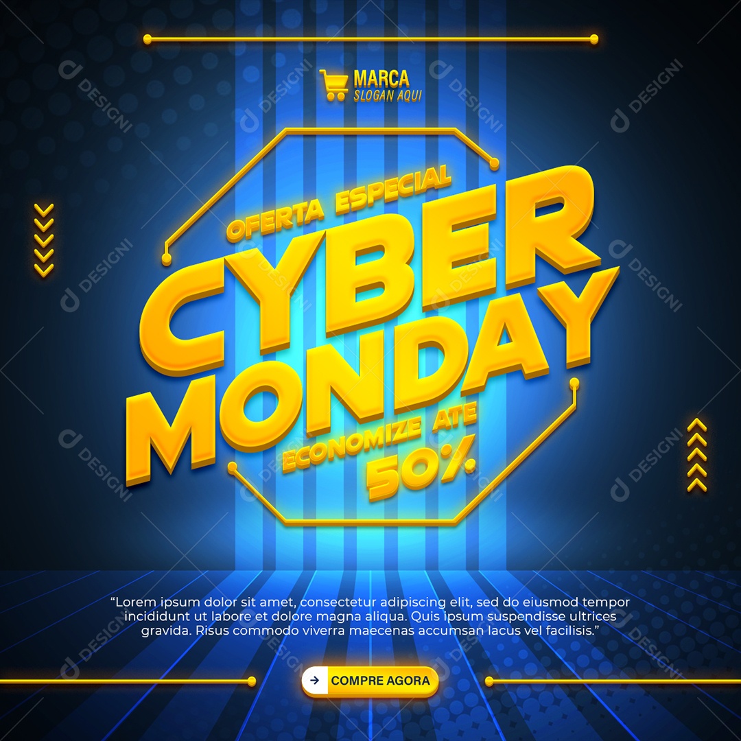 Social Media Oferta Especial Cyber Monday Economize Até 50% PSD Editável