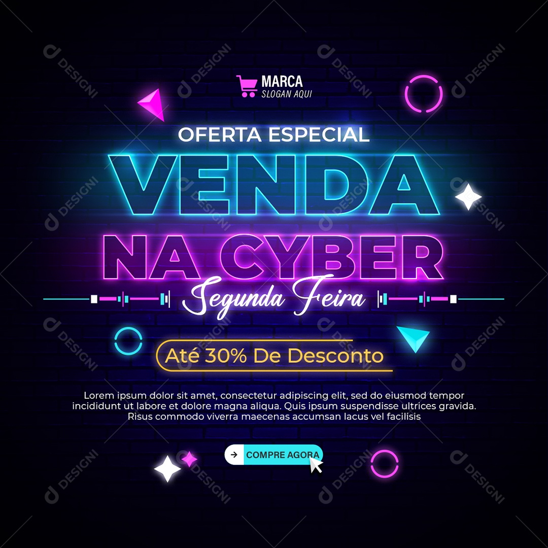 Oferta Especial Venda Na Cyber Segunda Feira Social Media PSD Editável
