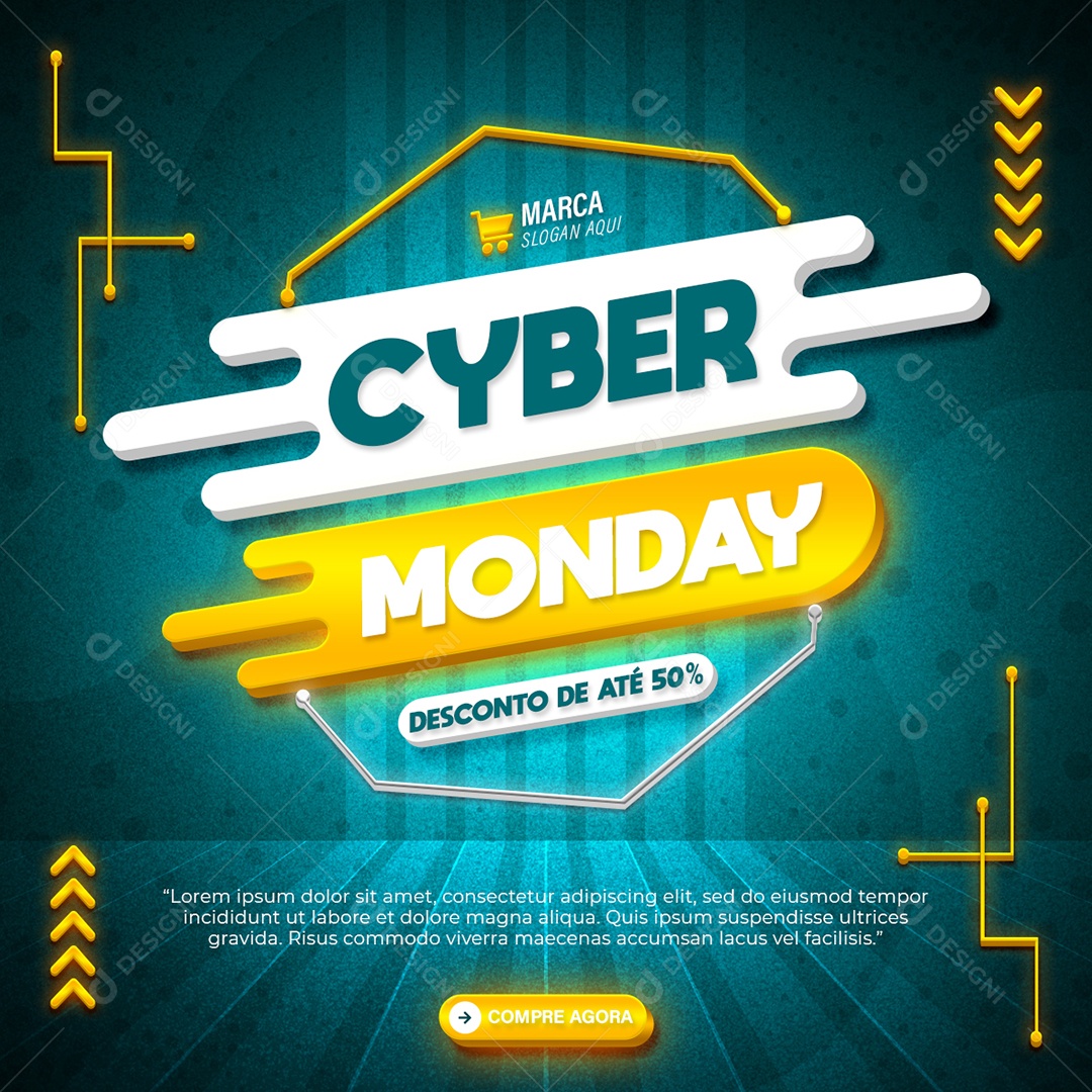 Social Media Cyber Monday Descontos Até 50% PSD Editável