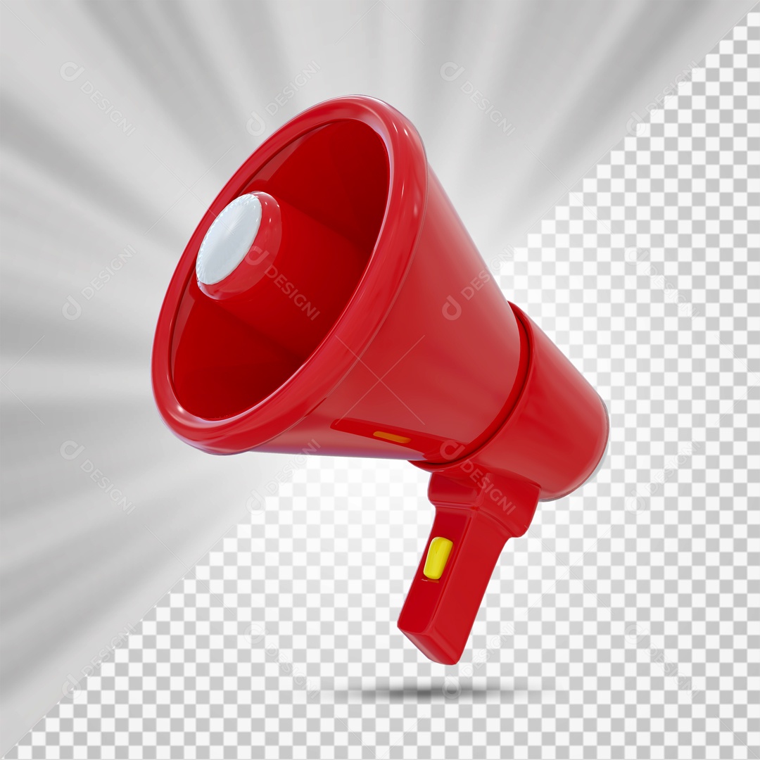 Mega Fone Elemento 3D Vermelho para Composição PSD