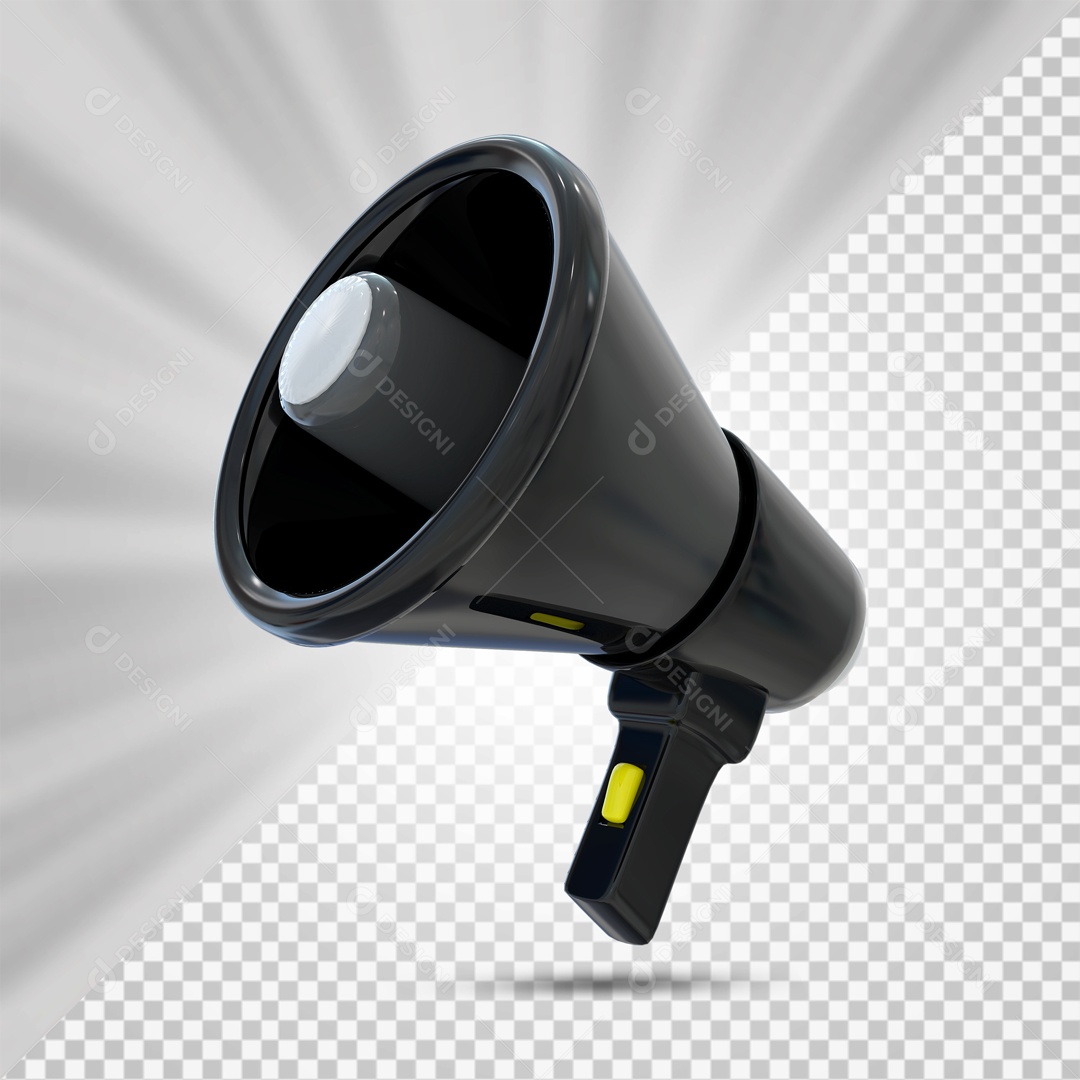 Mega Fone Elemento 3D Preto para Composição PSD