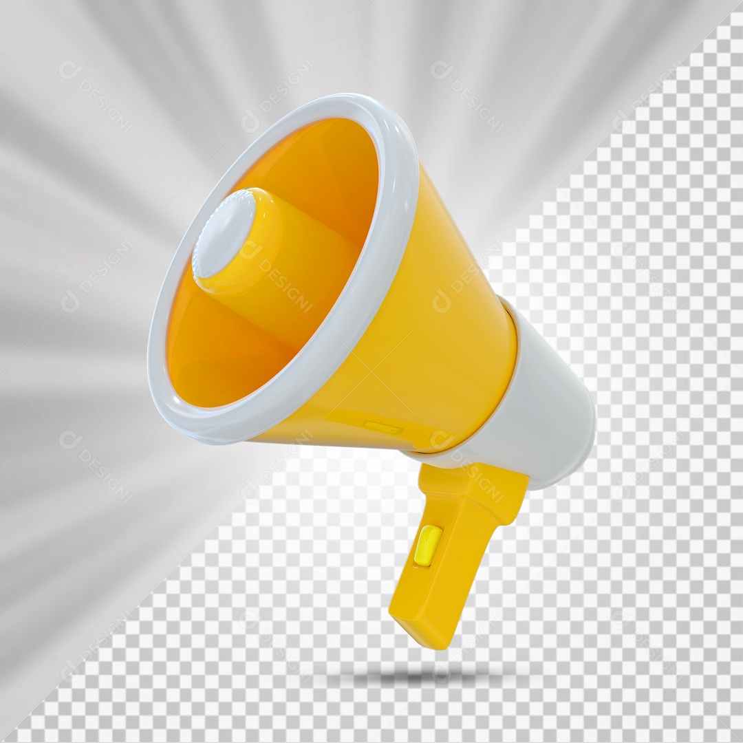 Mega Fone Yellow White 3D Element for PSD Composition