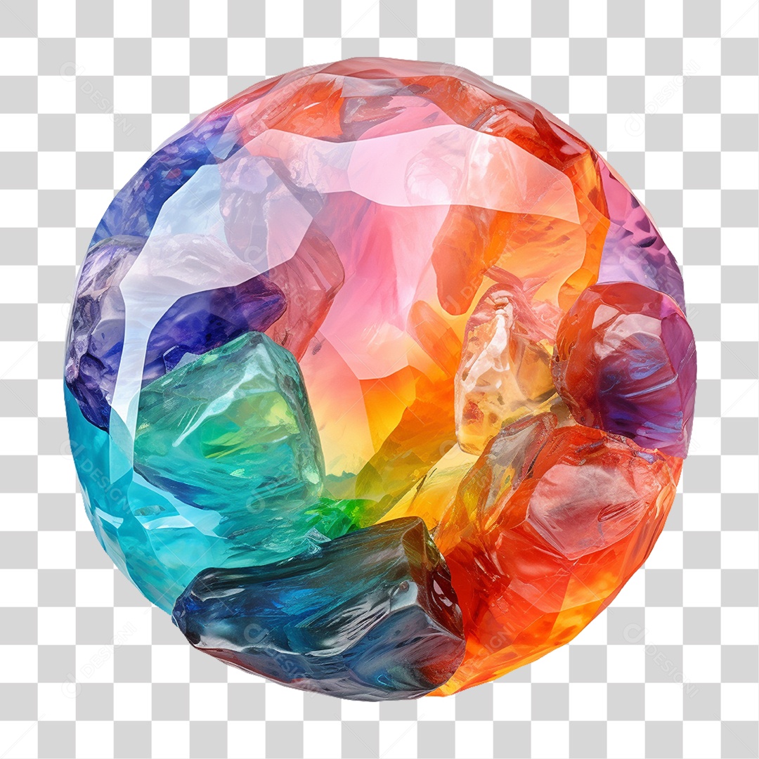 Pedra Redonda Cristal Colorido PNG Transparente