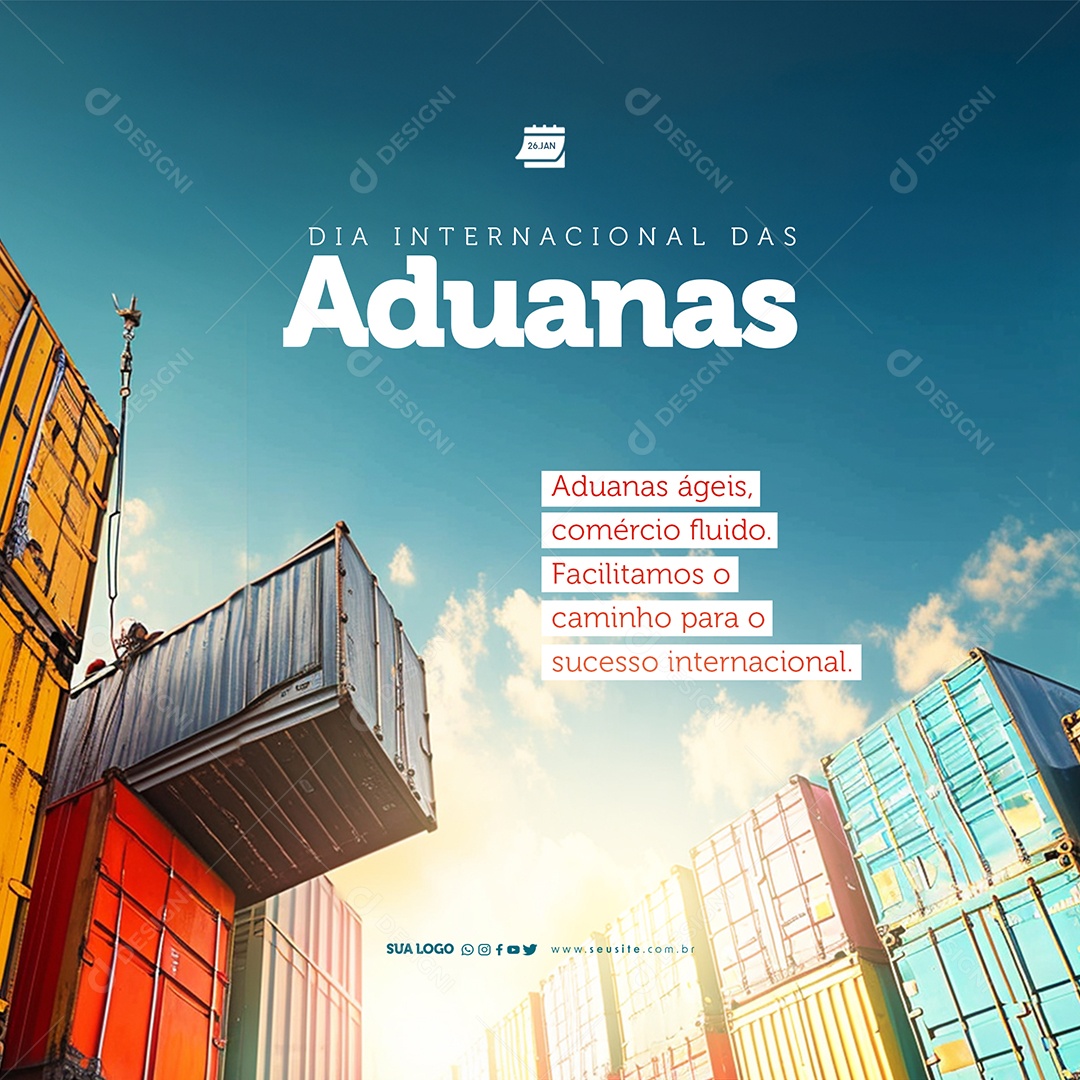 Social Media Dia Internacional das Aduanas Facilitamos o Caminho PSD Editável