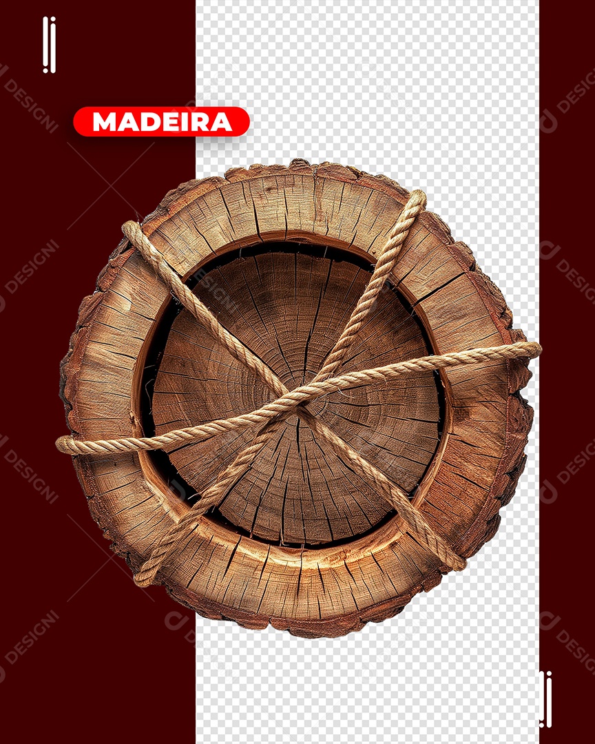 Elemento 3D Círculo de Madeira para Composição PSD